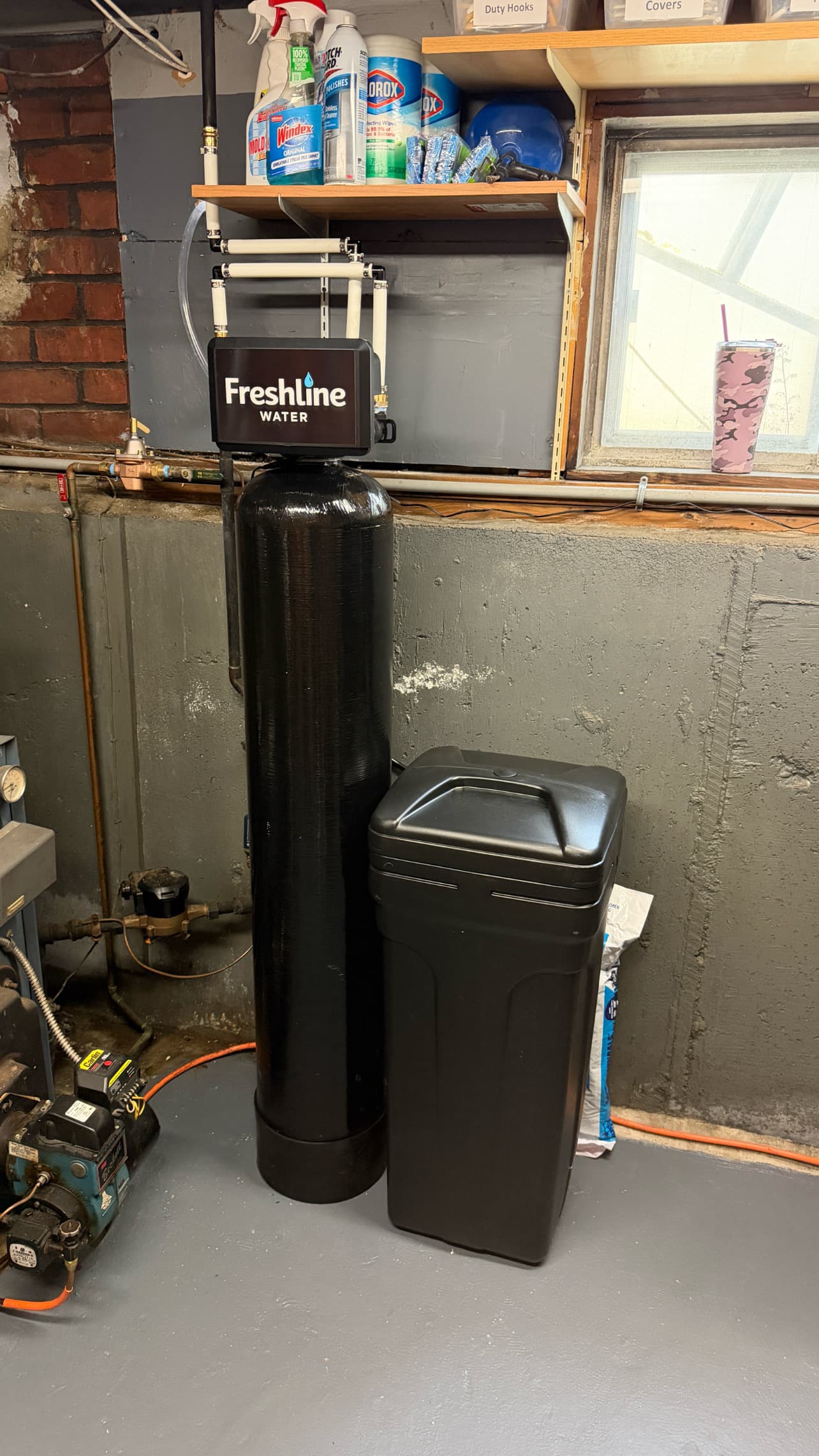 Freshline city-water filtration system installed in a Long Island utility room